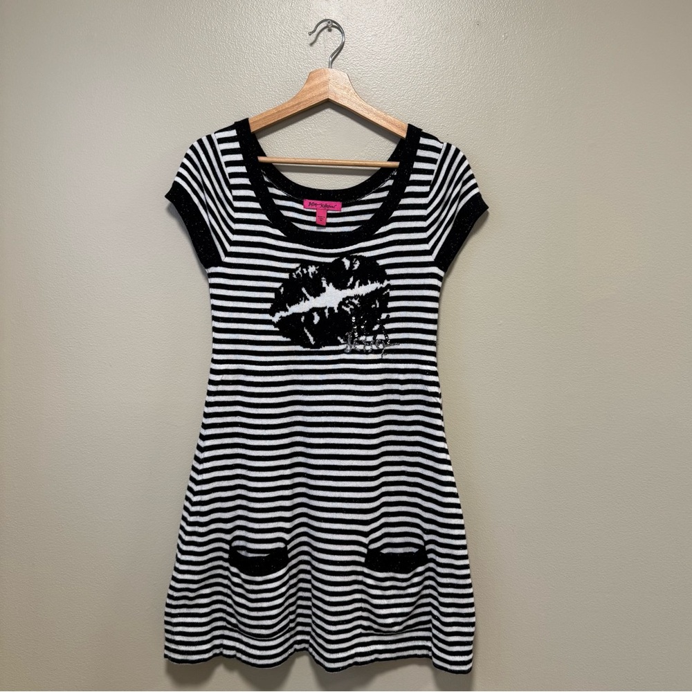 Vintage Betsey Johnson Striped Babydoll Sweater Dress